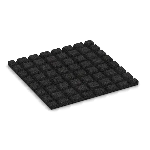 Aufsicht auf die Unterseite, also die Bodenseite von WARCO-Formteil 0526 - Wandschutzplatte im Format 500 x 500 x 25 mm.