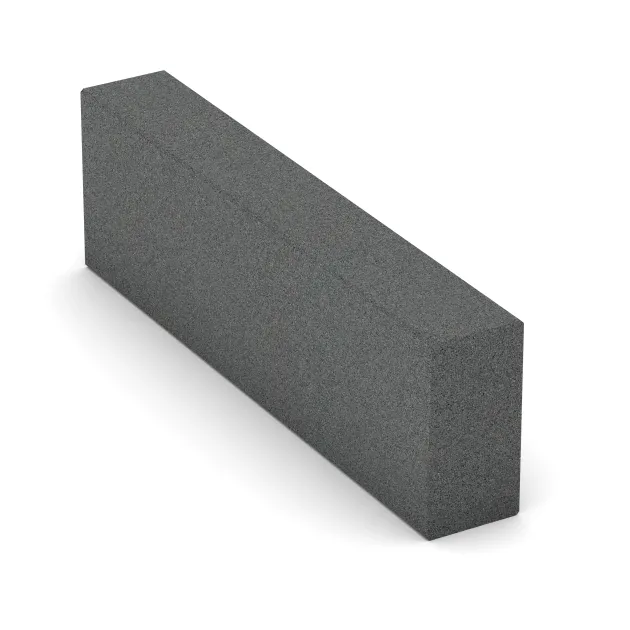 Aufsicht auf die Unterseite, also die Bodenseite von WARCO-Formteil 2601 - Gummi-Bordstein (Blockstufe) im Format 1000 x 300 x 150 mm.
