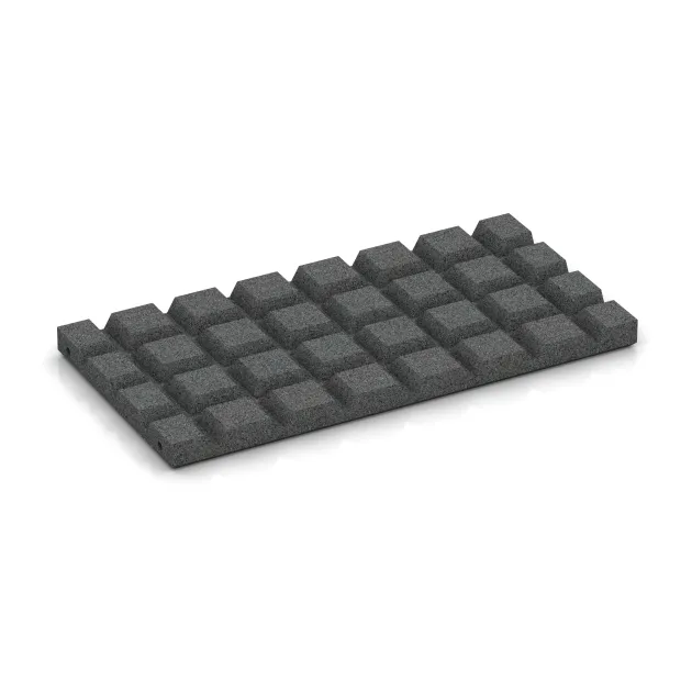 Aufsicht auf die Unterseite, also die Bodenseite von WARCO-Formteil 0382 - halbe Platte im Format 500 x 250 x 30 mm.