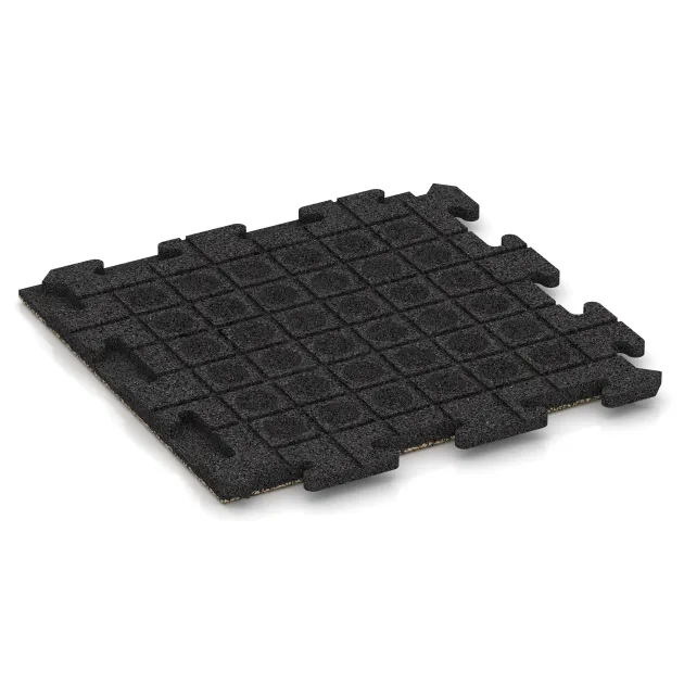 Aufsicht auf die Unterseite, also die Bodenseite von WARCO-Formteil 1228 - Fitnes talne plošče iz gume Classic im Format 500 x 500 x 30 mm.
