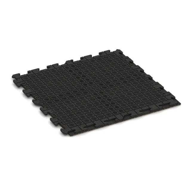 Aufsicht auf die Unterseite, also die Bodenseite von WARCO-Formteil 1606 - Fitnes talne plošče iz gume Classic im Format 1000 x 1000 x 30 mm.