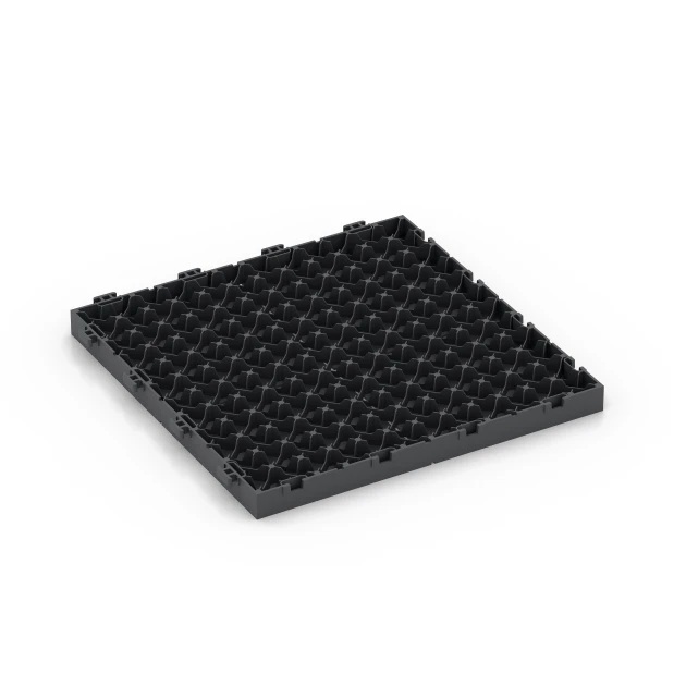 Aufsicht auf die Unterseite, also die Bodenseite von WARCO-Formteil 6347 - Mozaik – Terasne plošče im Format 30 x 30 x 2 cm.