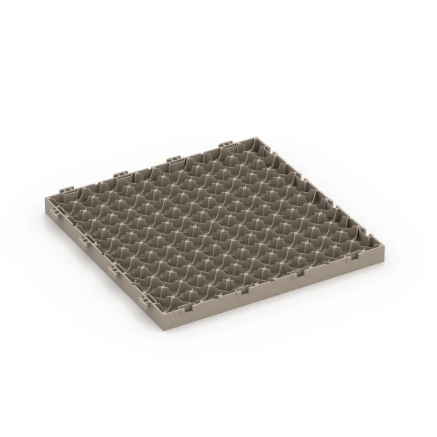 Aufsicht auf die Unterseite, also die Bodenseite von WARCO-Formteil 6351 - Mozaik – Terasne plošče im Format 30 x 30 x 2 cm.