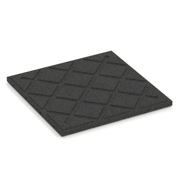 Aufsicht auf die Unterseite, also die Bodenseite von WARCO-Formteil 6413 - Gumijasta varnostna plošča – 90 cm im Format 50 x 50 x 3 cm | 0,25 m².