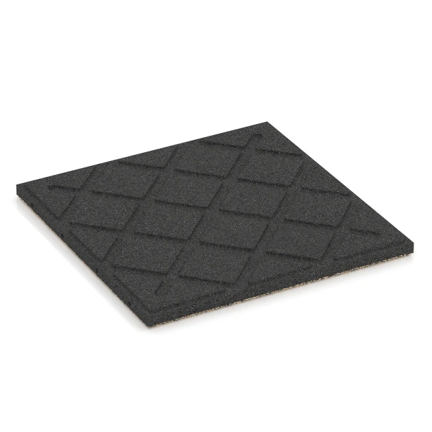 Aufsicht auf die Unterseite, also die Bodenseite von WARCO-Formteil 6419 - Gumijasta varnostna plošča – 90 cm im Format 50 x 50 x 3 cm | 0,25 m².