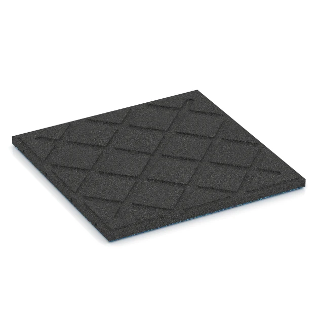 Aufsicht auf die Unterseite, also die Bodenseite von WARCO-Formteil 6420 - Gumijasta varnostna plošča – 90 cm im Format 50 x 50 x 3 cm | 0,25 m².
