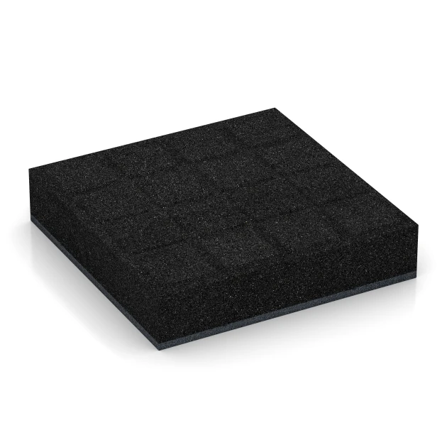 Aufsicht auf die Unterseite, also die Bodenseite von WARCO-Formteil 6281 - Gumijasta varnostna plošča – 300 cm im Format 50 x 50 x 11 cm.