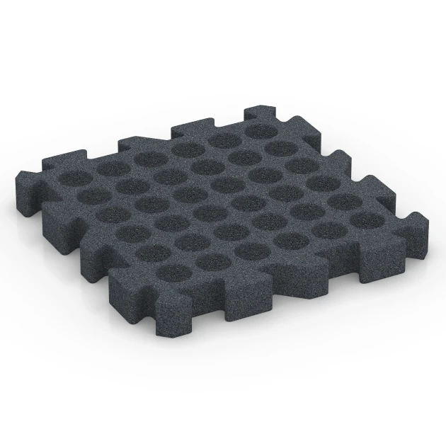 Aufsicht auf die Unterseite, also die Bodenseite von WARCO-Formteil 6408 - Plošča za blaženje padcev – 220 cm im Format 50 x 50 x 6 cm | 0,25 m².