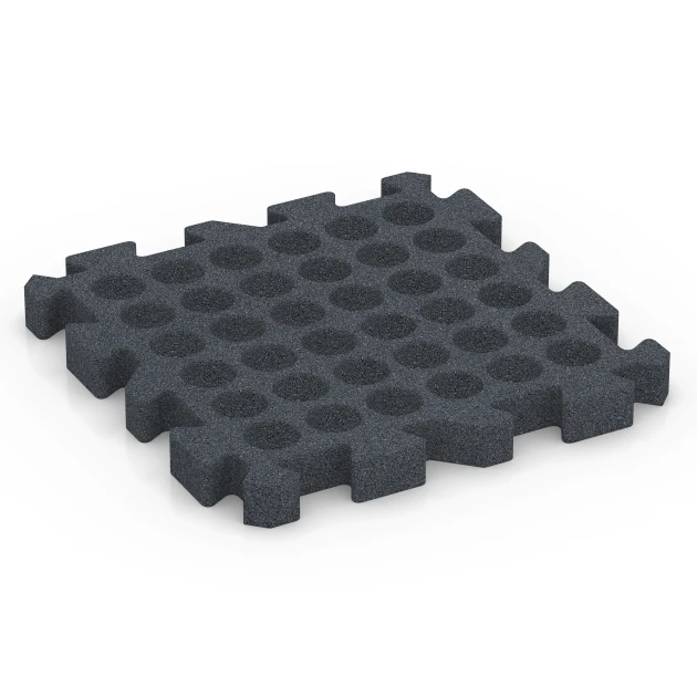 Aufsicht auf die Unterseite, also die Bodenseite von WARCO-Formteil 6317 - Puzzle plošča za otroška igrišča im Format 50 x 50 x 5 cm | 0,25 m².