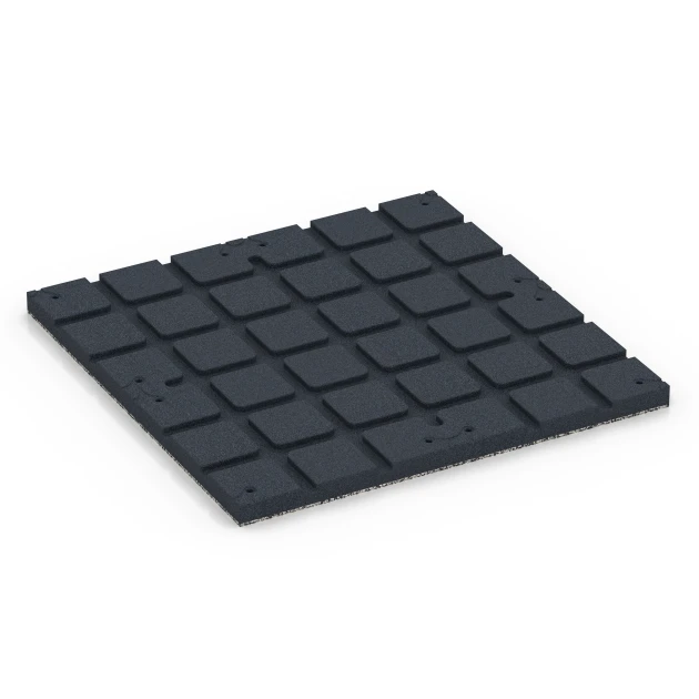 Aufsicht auf die Unterseite, also die Bodenseite von WARCO-Formteil 7133 - Gumijasta podloga za zunanji fitnes im Format 60 x 60 x 3 cm | 0,36 m².