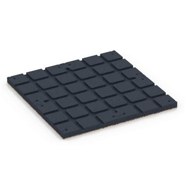 Aufsicht auf die Unterseite, also die Bodenseite von WARCO-Formteil 7135 - Gumijasta podloga za zunanji fitnes im Format 60 x 60 x 3 cm | 0,36 m².