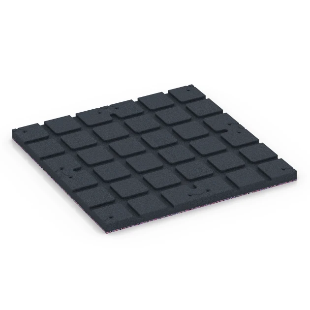 Aufsicht auf die Unterseite, also die Bodenseite von WARCO-Formteil 7137 - Gumijasta podloga za zunanji fitnes im Format 60 x 60 x 3 cm | 0,36 m².