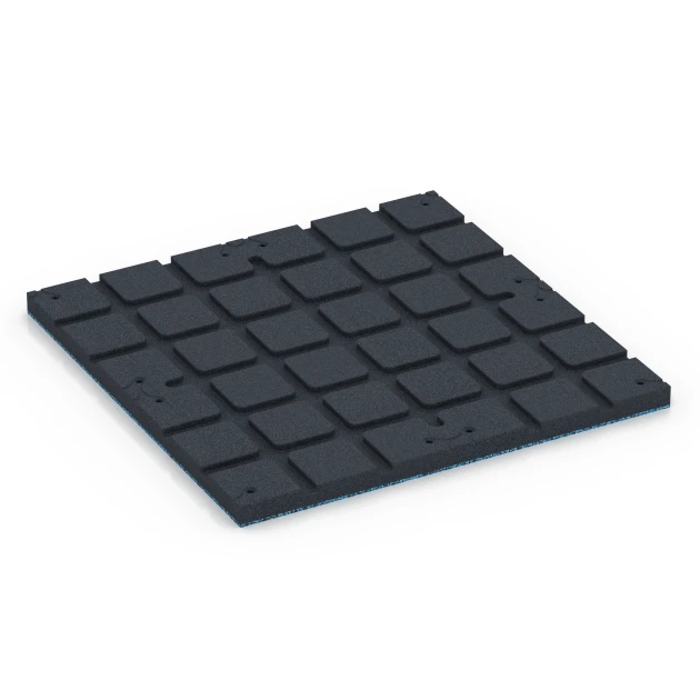Aufsicht auf die Unterseite, also die Bodenseite von WARCO-Formteil 7139 - Gumijasta podloga za zunanji fitnes im Format 60 x 60 x 3 cm | 0,36 m².