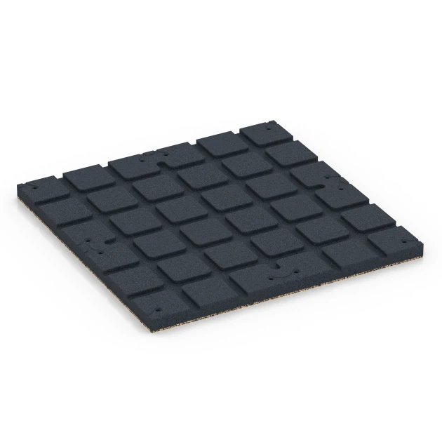 Aufsicht auf die Unterseite, also die Bodenseite von WARCO-Formteil 7140 - Gumijasta podloga za zunanji fitnes im Format 60 x 60 x 3 cm | 0,36 m².