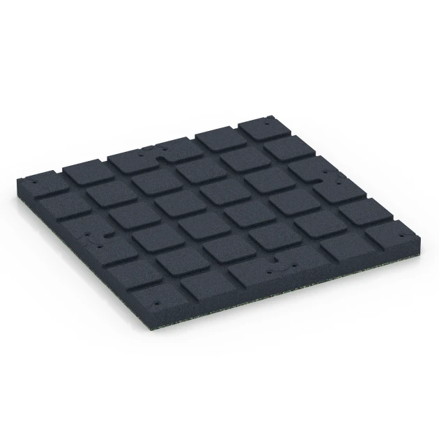 Aufsicht auf die Unterseite, also die Bodenseite von WARCO-Formteil 7143 - Gumijasta podloga za zunanji fitnes im Format 60 x 60 x 4 cm | 0,36 m².