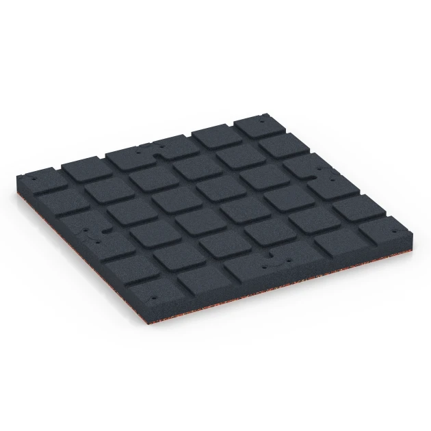 Aufsicht auf die Unterseite, also die Bodenseite von WARCO-Formteil 7145 - Gumijasta podloga za zunanji fitnes im Format 60 x 60 x 4 cm | 0,36 m².