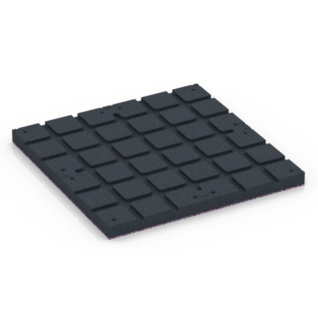 Aufsicht auf die Unterseite, also die Bodenseite von WARCO-Formteil 7146 - Gumijasta podloga za zunanji fitnes im Format 60 x 60 x 4 cm | 0,36 m².