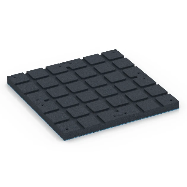 Aufsicht auf die Unterseite, also die Bodenseite von WARCO-Formteil 7148 - Gumijasta podloga za zunanji fitnes im Format 60 x 60 x 4 cm | 0,36 m².