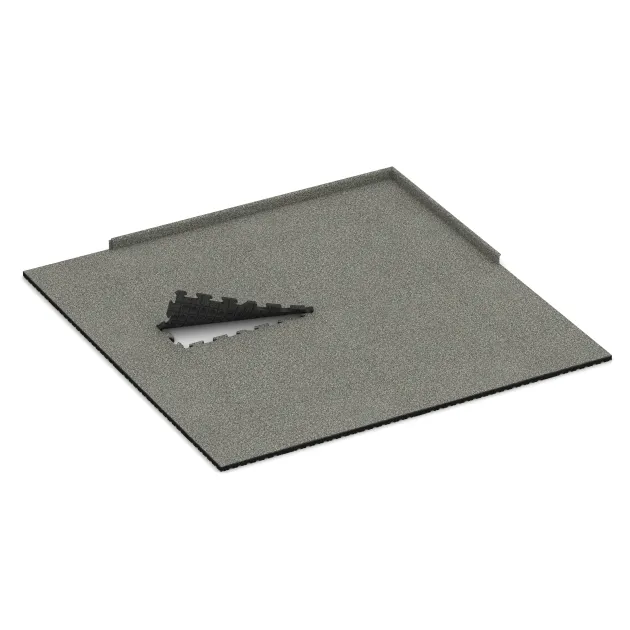 Typische Verlegung oder Einbausituation für den Artikel 3407 von WARCO - Fitnes zaščitna podlaga HD, Farbton Siv granit in der Abmessung 1000 x 1000 x 40 mm.
