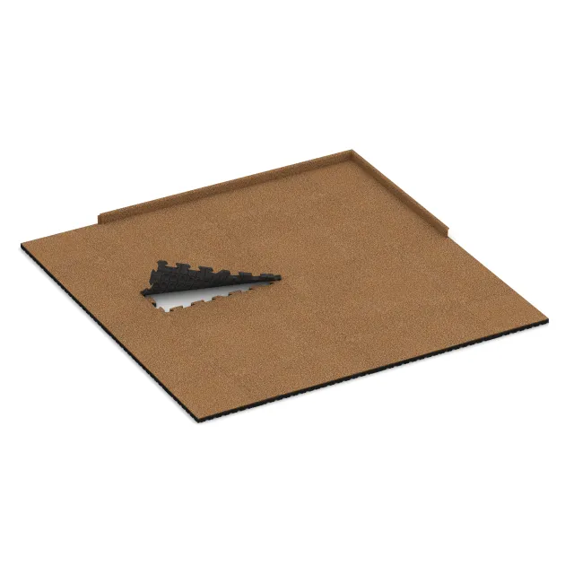 Typische Verlegung oder Einbausituation für den Artikel 3410 von WARCO - Fitnes zaščitna podlaga HD, Farbton Terra Cotta in der Abmessung 1000 x 1000 x 40 mm.