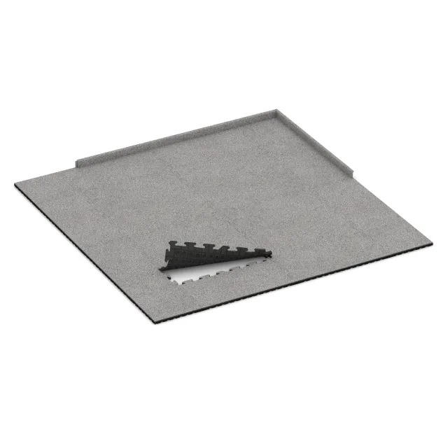 Typische Verlegung oder Einbausituation für den Artikel 4569 von WARCO - Spiel-Bodenbelag, Farbton Sivi melange in der Abmessung 1000 x 1000 x 30 mm.