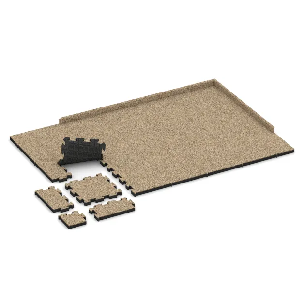 Typische Verlegung oder Einbausituation für den Artikel 3106 von WARCO - Fitnes zaščitna podlaga, Farbton Travertin in der Abmessung 500 x 500 x 50 mm.