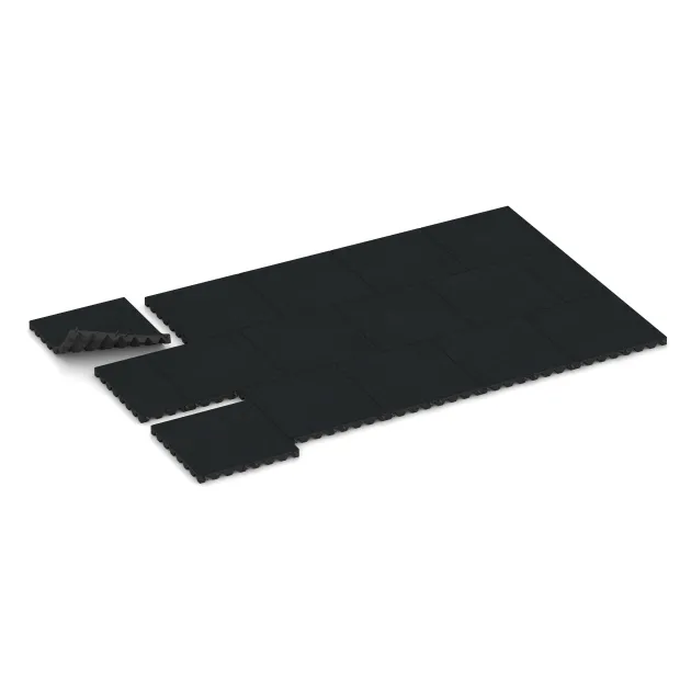 Typische Verlegung oder Einbausituation für den Artikel 5535 von WARCO - Varnostna gumijasta plošča za otroška igrišča 4,5 cm - EN 1177 ≤ 135 cm, Farbton Železna siva in der Abmessung 500 x 500 x 45 mm.