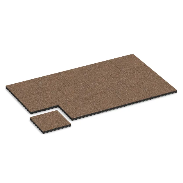 Typische Verlegung oder Einbausituation für den Artikel 5360 von WARCO - Gumijasta varovalna plošča za otroška igrišča, Farbton Losa in Koren in der Abmessung 500 x 500 x 50 mm.