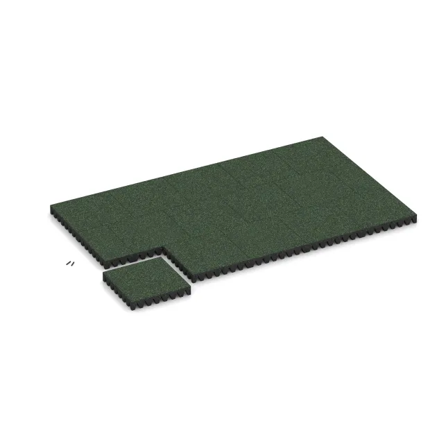 Typische Verlegung oder Einbausituation für den Artikel 5365 von WARCO - Gumijasta varovalna plošča za otroška igrišča, Farbton Angleška trava in der Abmessung 500 x 500 x 80 mm.