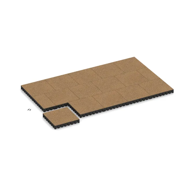 Typische Verlegung oder Einbausituation für den Artikel 5371 von WARCO - Gumijasta varovalna plošča za otroška igrišča, Farbton Maroko in der Abmessung 500 x 500 x 80 mm.
