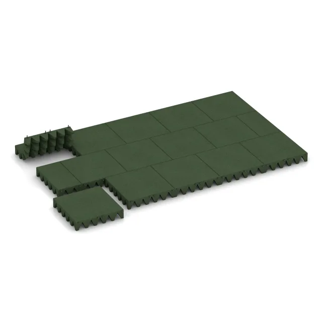 Typische Verlegung oder Einbausituation für den Artikel 0746 von WARCO - Gumijasta varovalna plošča za otroška igrišča, Farbton Travna zelena in der Abmessung 500 x 500 x 100 mm.