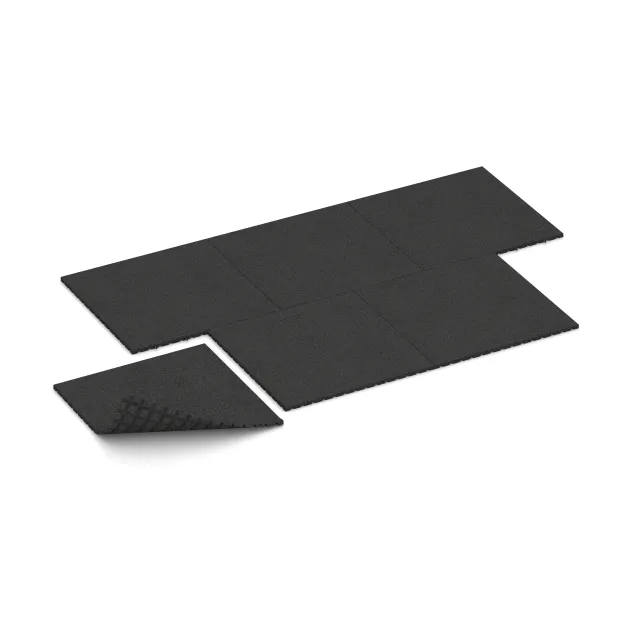 Typische Verlegung oder Einbausituation für den Artikel 0750 von WARCO - Trittschutzmatte Pferdebox, Farbton Antracit in der Abmessung 1000 x 1000 x 30 mm.