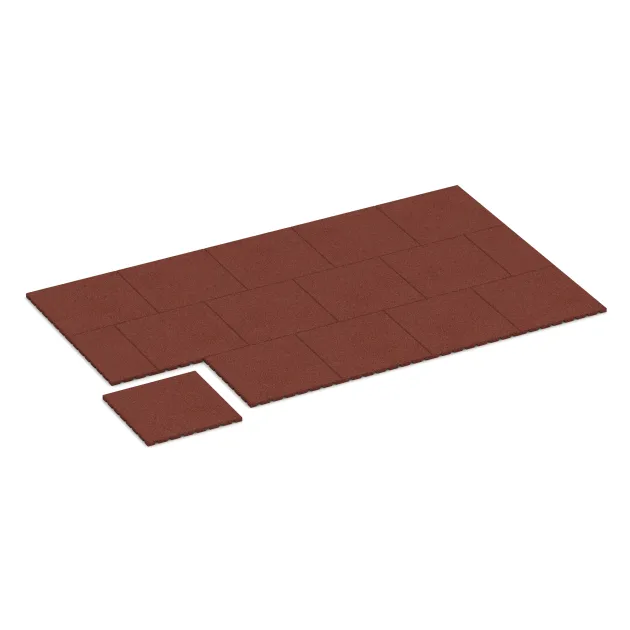 Typische Verlegung oder Einbausituation für den Artikel 0527 von WARCO - Wandschutzplatte, Farbton Opečno rdeča in der Abmessung 500 x 500 x 25 mm.