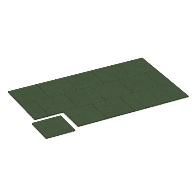 Typische Verlegung oder Einbausituation für den Artikel 0528 von WARCO - Wandschutzplatte, Farbton Travna zelena in der Abmessung 500 x 500 x 25 mm.