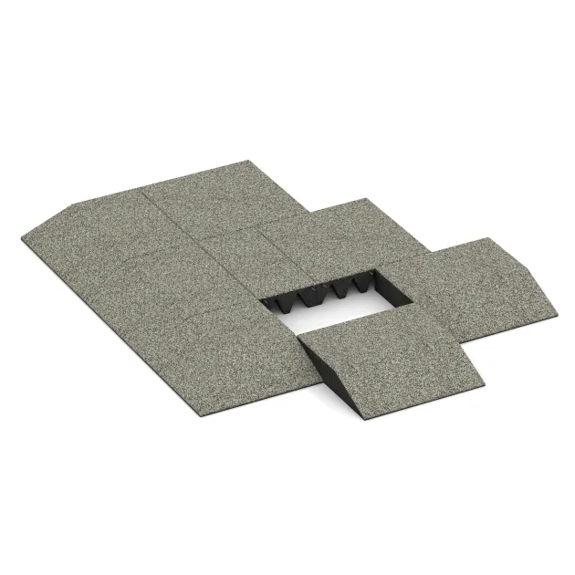 Typische Verlegung oder Einbausituation für den Artikel 3813 von WARCO - Rand-Platte (eine Seite abgeschrägt), Farbton Svetli granit in der Abmessung 500 x 500 x 100 mm.