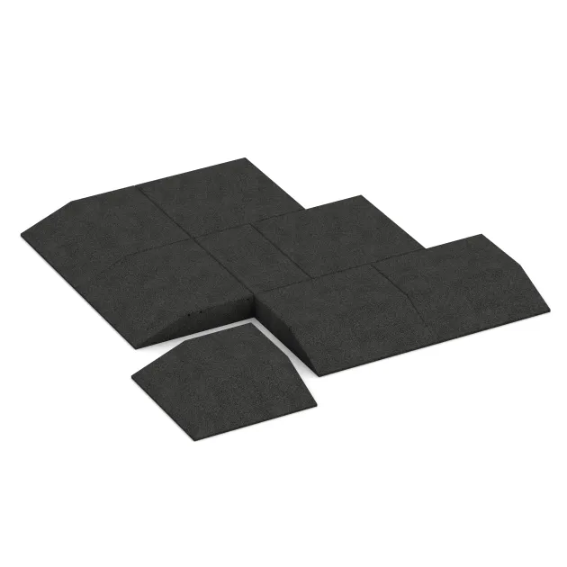 Typische Verlegung oder Einbausituation für den Artikel 3838 von WARCO - Eck-Platte (zwei Seiten abgeschrägt), Farbton Črna in der Abmessung 500 x 500 x 100 mm.