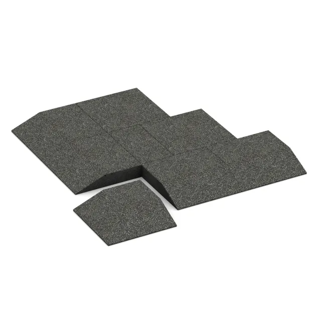 Typische Verlegung oder Einbausituation für den Artikel 3833 von WARCO - Eck-Platte (zwei Seiten abgeschrägt), Farbton Temno sivi granit in der Abmessung 500 x 500 x 100 mm.