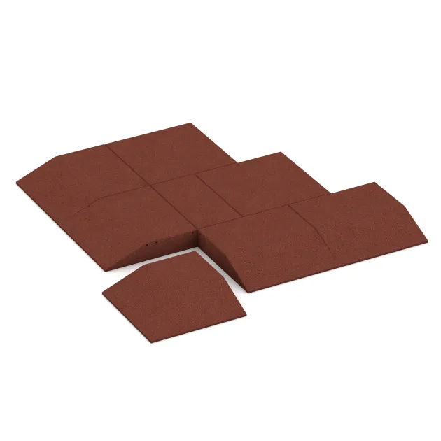 Typische Verlegung oder Einbausituation für den Artikel 0498 von WARCO - Eck-Platte (zwei Seiten abgeschrägt), Farbton Opečno rdeča in der Abmessung 500 x 500 x 100 mm.