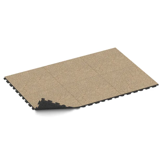 Typische Verlegung oder Einbausituation für den Artikel 1606 von WARCO - Fitnes talne plošče iz gume Classic, Farbton Travertin in der Abmessung 1000 x 1000 x 30 mm.