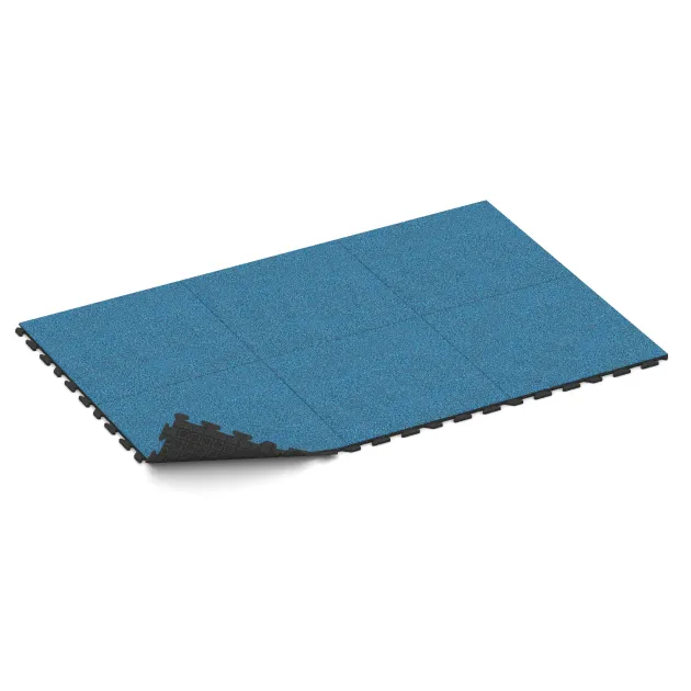 Typische Verlegung oder Einbausituation für den Artikel 1608 von WARCO - Fitnes talne plošče iz gume Classic, Farbton Atlantic in der Abmessung 1000 x 1000 x 30 mm.