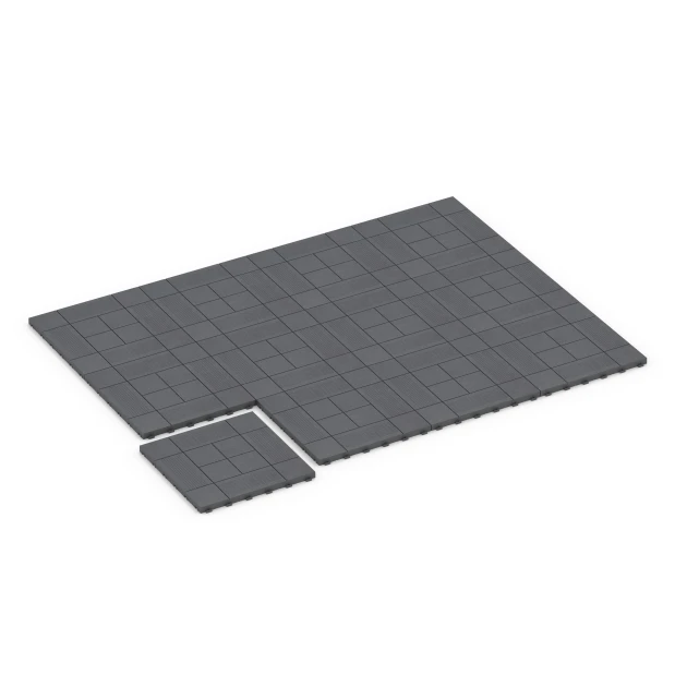 Typische Verlegung oder Einbausituation für den Artikel 6237 von WARCO - Panelni vzorec – Terasne plošče, Farbton Srebrno siva in der Abmessung 38,5 x 38,5 x 2 cm.