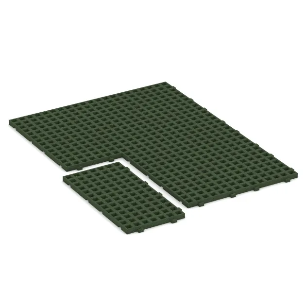 Typische Verlegung oder Einbausituation für den Artikel 6116 von WARCO - Gumijasta zatravitvena plošča za igrišča, Farbton Travna zelena in der Abmessung 1000 x 500 x 45 mm.