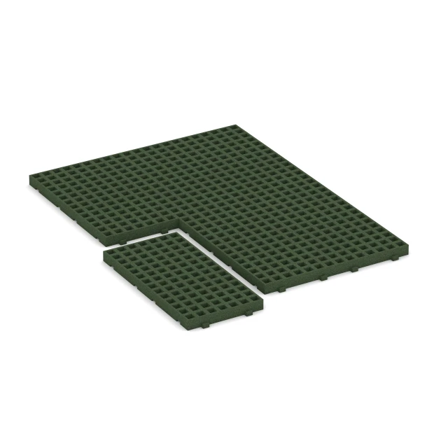 Typische Verlegung oder Einbausituation für den Artikel 6118 von WARCO - Gumijasta zatravitvena plošča za igrišča, Farbton Travnato zelena in der Abmessung 100 × 50 × 6,5 cm.