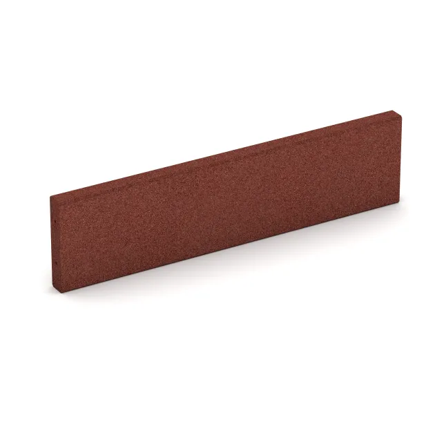 Foto der hinteren Seite vom unsymmetrischen WARCO-Formteil 2591: Gummi-Randstein (Tiefbord), Design Opečno rdeča, Maße 1000 x 50 x 250 mm.