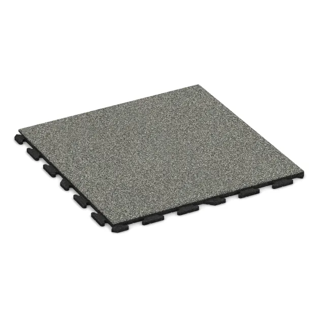 Foto der hinteren Seite vom unsymmetrischen WARCO-Formteil 1571: Spiel-Bodenbelag, Design Siv granit, Maße 1000 x 1000 x 30 mm.